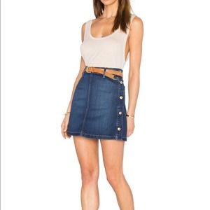 Frame Luxe Mid/Dark Wash Denim Button Skirt